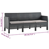 3 Piece Garden Lounge Set with Cushions PP Rattan Anthracite - Extra Image