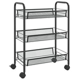 3-Tier Kitchen Trolley Black 46x26x64 cm Iron - Front View