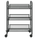 3-Tier Kitchen Trolley Black 46x26x64 cm Iron - Side View