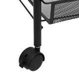 3-Tier Kitchen Trolley Black 46x26x64 cm Iron - Rear View