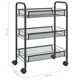 3-Tier Kitchen Trolley Black 46x26x64 cm Iron