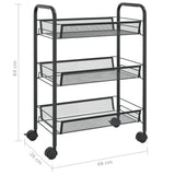 3-Tier Kitchen Trolley Black 46x26x64 cm Iron - Close-Up Angle