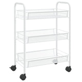 3-Tier Kitchen Trolley White 46x26x64 cm Iron - Front View