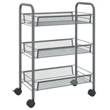 3-Tier Kitchen Trolley Grey 46x26x64 cm Iron - Front View