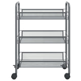 3-Tier Kitchen Trolley Grey 46x26x64 cm Iron - Side View