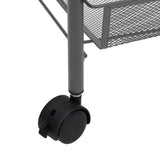 3-Tier Kitchen Trolley Grey 46x26x64 cm Iron - Rear View