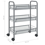 3-Tier Kitchen Trolley Grey 46x26x64 cm Iron - Close-Up Angle