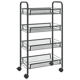 4-Tier Kitchen Trolley Black 46x26x85 cm Iron - Front View