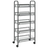 5-Tier Kitchen Trolley Black 46x26x105 cm Iron - Front View