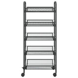 5-Tier Kitchen Trolley Black 46x26x105 cm Iron - Side View