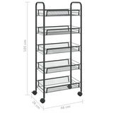 5-Tier Kitchen Trolley Black 46x26x105 cm Iron - Close-Up Angle