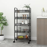 5-Tier Kitchen Trolley Black 46x26x105 cm Iron