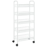 5-Tier Kitchen Trolley White 46x26x105 cm Iron - Front View