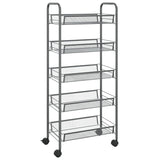 5-Tier Kitchen Trolley Grey 46x26x105 cm Iron - Front View