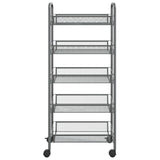 5-Tier Kitchen Trolley Grey 46x26x105 cm Iron - Side View