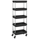 5-Tier Kitchen Trolley Black 42x29x128 cm Iron and ABS - Front View
