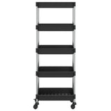 5-Tier Kitchen Trolley Black 42x29x128 cm Iron and ABS - Side View