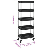 5-Tier Kitchen Trolley Black 42x29x128 cm Iron and ABS - Close-Up Angle
