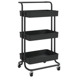 3-Tier Kitchen Trolley Black 42x35x85 cm Iron and ABS - Front View