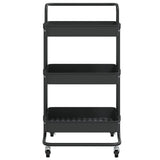 3-Tier Kitchen Trolley Black 42x35x85 cm Iron and ABS - Side View