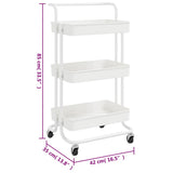 3-Tier Kitchen Trolley White 42x35x85 cm Iron and ABS - Close-Up Angle