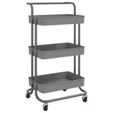 3-Tier Kitchen Trolley Grey 42x35x85 cm Iron and ABS - Front View
