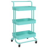 3-Tier Kitchen Trolley Turquoise 42x35x85 cm Iron and ABS - Front View