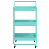 3-Tier Kitchen Trolley Turquoise 42x35x85 cm Iron and ABS - Side View