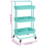 3-Tier Kitchen Trolley Turquoise 42x35x85 cm Iron and ABS - Close-Up Angle