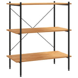 3-Tier Shelving Unit Black and Oak 80x40x92 cm - Front View