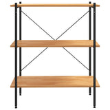 3-Tier Shelving Unit Black and Oak 80x40x92 cm - Side View