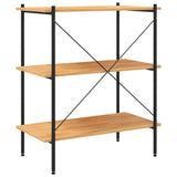 3-Tier Shelving Unit Black and Oak 80x40x92 cm - 45-Degree Angle