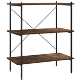 3-Tier Shelving Unit Black and Natural 80x40x92 cm - Front View