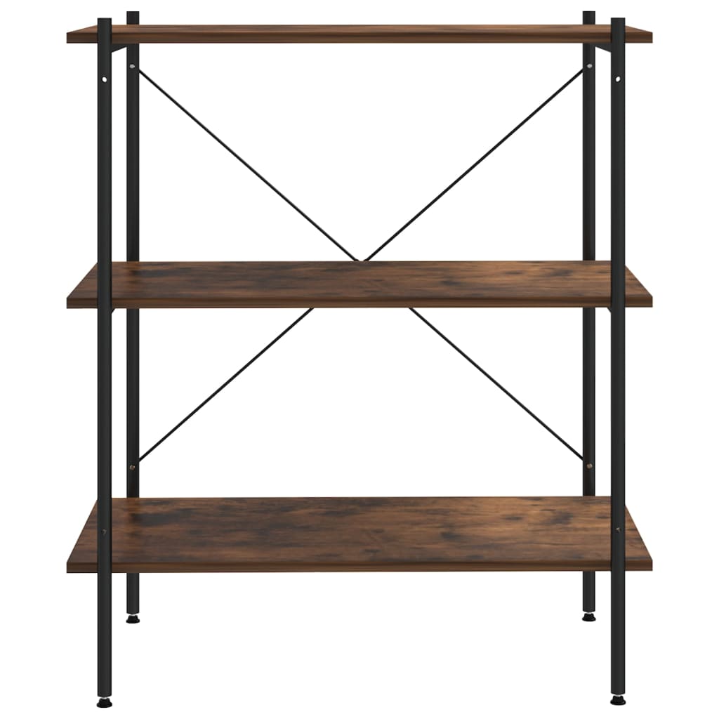 3-Tier Shelving Unit Black and Natural 80x40x92 cm