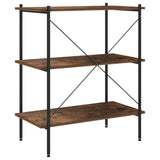 3-Tier Shelving Unit Black and Natural 80x40x92 cm - 45-Degree Angle