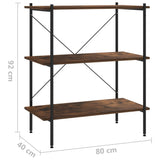 3-Tier Shelving Unit Black and Natural 80x40x92 cm - Close-Up Angle