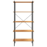 5-Tier Shelving Unit Black and Oak 80x40x163 cm - Side View