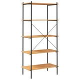 5-Tier Shelving Unit Black and Oak 80x40x163 cm - 45-Degree Angle