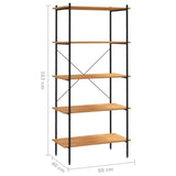 5-Tier Shelving Unit Black and Oak 80x40x163 cm - Close-Up Angle