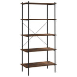 5-Tier Shelving Unit Black and Dark Wood 80x40x163 cm - Front View