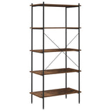 5-Tier Shelving Unit Black and Dark Wood 80x40x163 cm