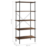 5-Tier Shelving Unit Black and Dark Wood 80x40x163 cm - Close-Up Angle