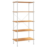 5-Tier Shelving Unit White and Oak 80x40x163 cm