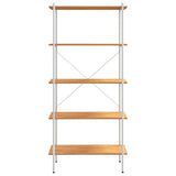 5-Tier Shelving Unit White and Oak 80x40x163 cm - Side View