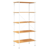 5-Tier Shelving Unit White and Oak 80x40x163 cm - 45-Degree Angle