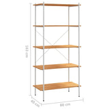 5-Tier Shelving Unit White and Oak 80x40x163 cm - Close-Up Angle