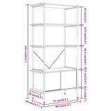 5-Tier Shelving Unit with Cabinet 80x40x163 cm Steel and Engineered Wood - Rear View