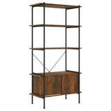 5-Tier Shelving Unit with Cabinet 80x40x163 cm Steel and Engineered Wood - Front View