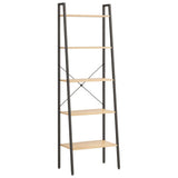 5-Tier Standing Shelf Light Brown and Black 56x35x174 cm