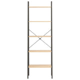 5-Tier Standing Shelf Light Brown and Black 56x35x174 cm - Side View